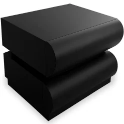 Table de chevet avec 2 tiroirs arrondis Mezade Noir