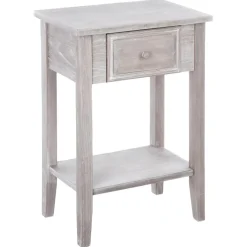 Table de chevet bois naturel blanc