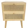 Table de Chevet Canné 2 tiroirs 45x35x58cm STOCKHOLM