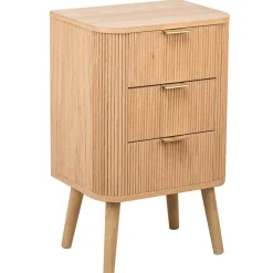 Table de Chevet Chiffonnier 3 Tiroirs Naturel en Bois
