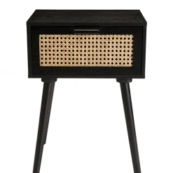 Table de chevet noir 1 tiroir cannage - MIKEL