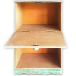 Table de chevet style oriental bois sculpté 1 porte Monbolyto Bois Vert