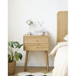Table de chevet TONDER design scandinave et sa structure en bois massif