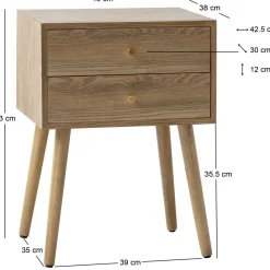 Table de chevet TONDER design scandinave et sa structure en bois massif