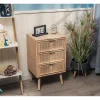Table de chevet/chiffonnier scandinave en bois 3 tiroirs Cannage Rotin Marron