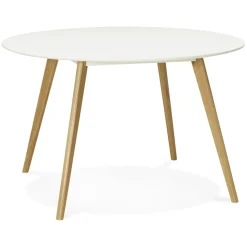 Table de cuisine ronde 'AMY' blanche style scandinave