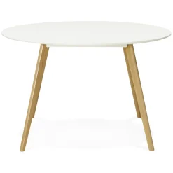 Table de cuisine ronde 'AMY' blanche style scandinave