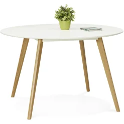 Table de cuisine ronde 'AMY' blanche style scandinave