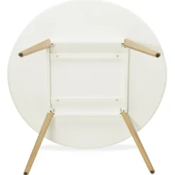 Table de cuisine ronde 'AMY' blanche style scandinave