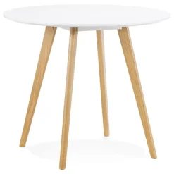 Table de cuisine ronde 'MIDY' blanche style scandinave
