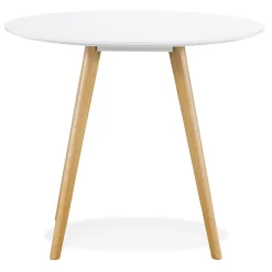 Table de cuisine ronde 'MIDY' blanche style scandinave