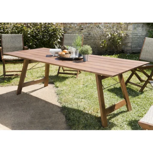Table de jardin 6/8 personnes rectangulaire pliante 220x90 cm en bois Acacia