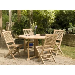 Table de jardin 4/5 personnes - à rabats papillon en bois Teck