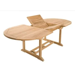 Table de jardin 8/10 personnes - ovale extensible 180/240*100 cm en bois Teck
