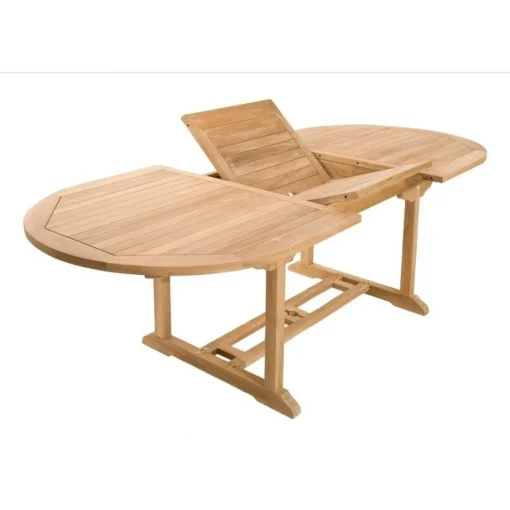 Table de jardin 8/10 personnes - ovale extensible 180/240*100 cm en bois Teck
