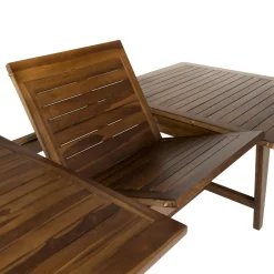 Table de jardin HANNA 8/10 personnes - rectangulaire scandi extensible 180/240x100cm en bois teck huilé