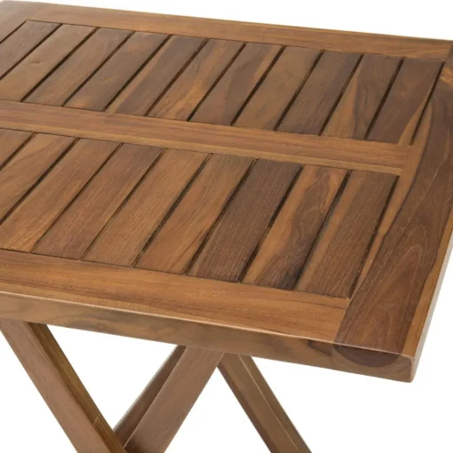 Table de jardin HANNA 2 personnes - carrée pliante 70 x 70 cm en bois teck huilé