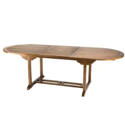 Table de jardin HANNA 8/10 personnes - Table ovale extensible 180/240 x 100 cm en bois teck huilé