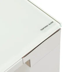 Table de réunion ou à manger design 'XLINE' en verre blanc