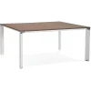 Table de réunion ou bureau bench 'XLINE SQUARE' en bois finition Noyer et métal blanc