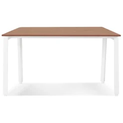 Table de réunion ou bureau bench 'AMADEUS SQUARE' en bois finition Noyer et métal blanc
