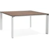 Table de réunion ou bureau bench 'XLINE SQUARE' en bois finition Noyer et métal blanc