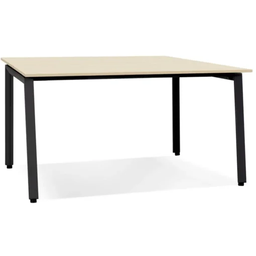 Table de réunion ou bureau bench en bois finition naturelle et métal noir