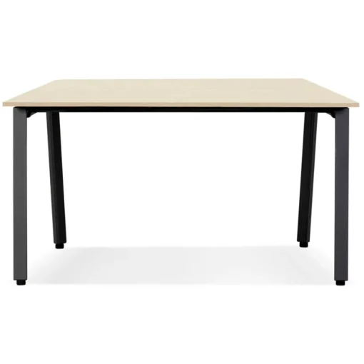 Table de réunion ou bureau bench en bois finition naturelle et métal noir