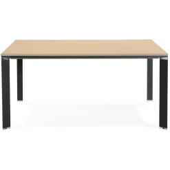 Table de réunion ou bureau bench 'XLINE SQUARE' en bois finition naturelle et métal noir