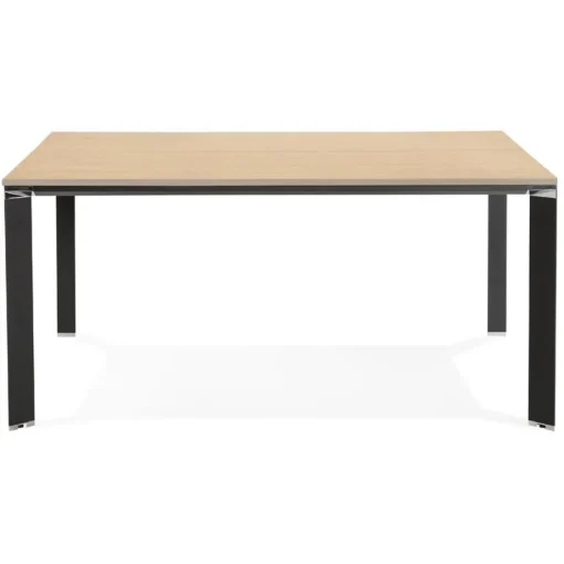 Table de réunion ou bureau bench 'XLINE SQUARE' en bois finition naturelle et métal noir