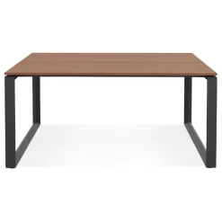 Table de réunion ou bureau bench en bois finition Noyer et métal noir