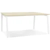 Table de réunion ou bureau bench 'AMADEUS SQUARE' en bois finition naturelle et métal blanc