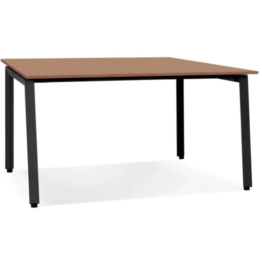 Table de réunion ou bureau bench en bois finition Noyer et métal noir 'AMADEUS SQUARE'