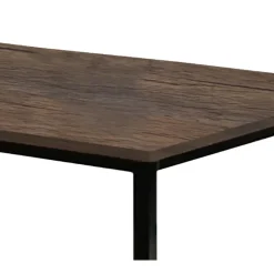 Table de salle à manger en métal noir et en bois finition Marron