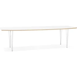 Table de salle à manger extensible 'TADAM' blanche avec pieds en métal blanc