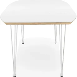Table de salle à manger extensible 'TADAM' blanche avec pieds en métal blanc