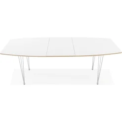 Table de salle à manger extensible 'TADAM' blanche avec pieds en métal blanc