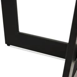 Table de salle à manger ronde en bois finition naturelle et métal noir