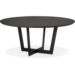 Table de salle à manger ronde en bois et métal noir