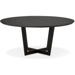 Table de salle à manger ronde en bois et métal noir