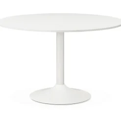 Table en bois ronde blanche EMMA