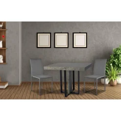 Table Extensible TERESA Effet Béton Pieds Noir