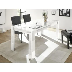 Table extensible 180x90 cm PRISMA laqué blanc brillant