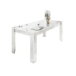 Table extensible 180x90 cm PRISMA laqué blanc brillant