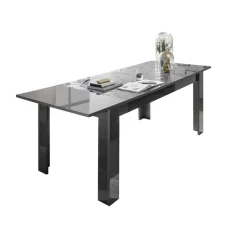 Table extensible 137x90cm PRISMA laqué anthracite brillant