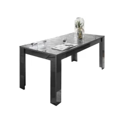 Table extensible 180x90cm PRISMA laqué anthracite brillant