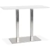 Table haute design 'MAMBO BAR' blanche avec pied en métal brossé