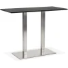 Table haute design 'MAMBO BAR' noire avec pied en métal brossé