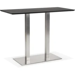 Table haute design 'MAMBO BAR' noire avec pied en métal brossé