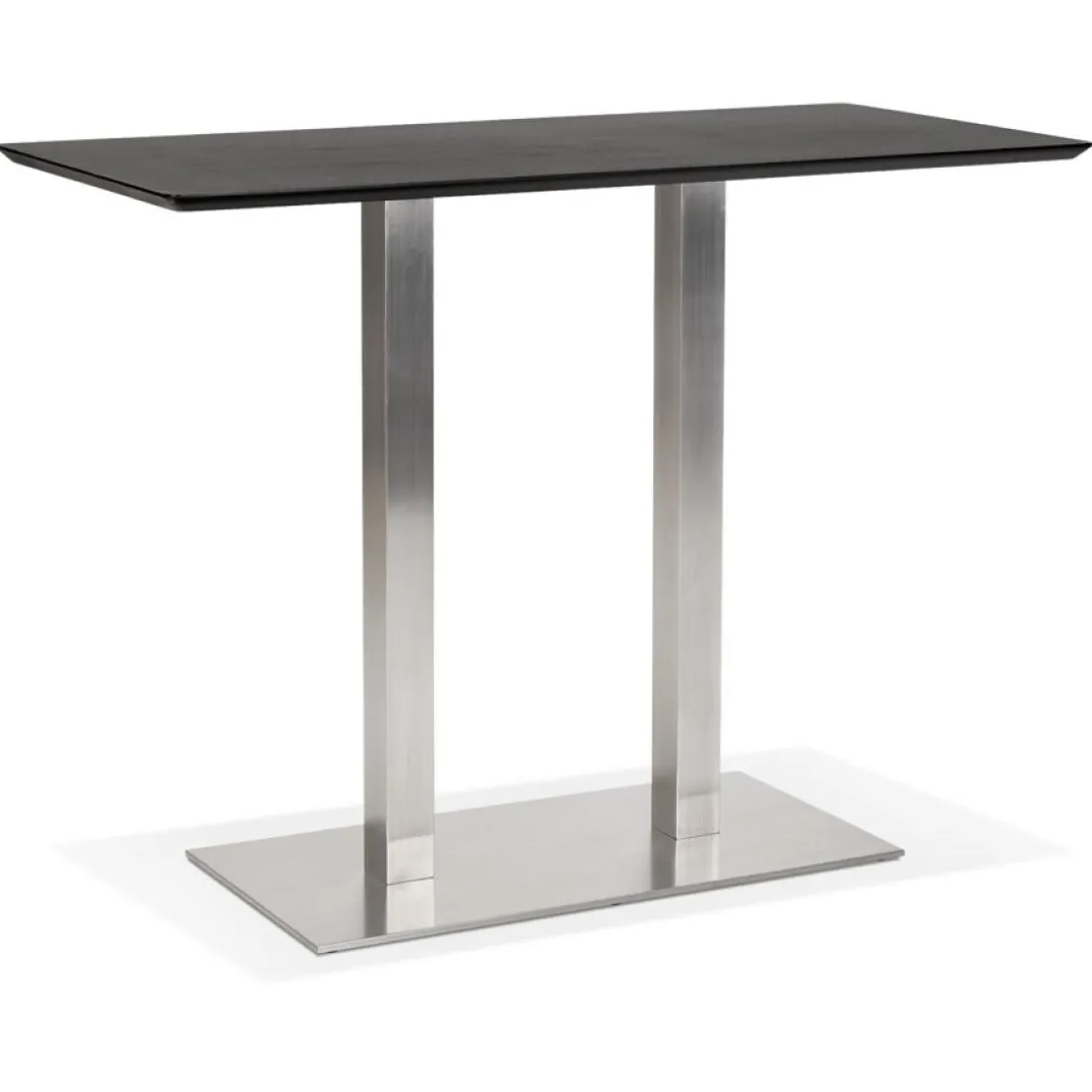 Table haute design 'MAMBO BAR' noire avec pied en métal brossé